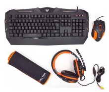 Teclado combo 4 EN 1  teclado+mouse+audifono + mouse pad gamer Meetion MT-c500