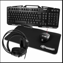 Gaming 4 en 1 quasad teclado qgk-330u mouse qm-g10 headset gqx2 mouse-pad qmpg-1 rgb