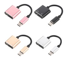 Adaptador Convertidor de audio de tipo C a Aux 3.5 mm + Tipo C