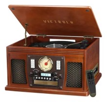 Victrola Nostalgica Clasica 8 En 1 Bluetooth Radio Cd Fm Usb Casett Vinilo