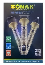 Afeitadora portátil recargable Sonar 3 en 1 SN-6033