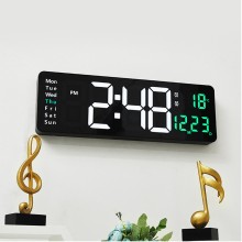 Reloj digital de Pared LED con Termómetro Hora Fecha Oficina Gimnasio 39cm