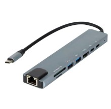 Hub USB EVL tipo c 8 en 1 AD-HUBC4 usb, red lan, hdmi