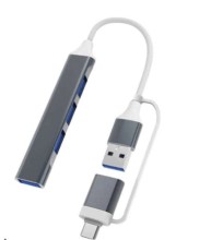 Hub 4 puertos USB con adaptador OTG tipo C