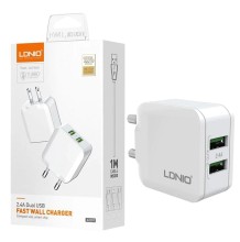 Cargador Ldnio con cable iphone Usb dual A2201