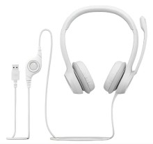 Auriculares USB Logitech H390 con control de volumen color blanco