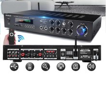 Amplificador Bluetooth GAP-628BT 750w Estereo Hifi USB + 2 MIC 