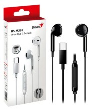 Audífono Genius HS-M365 negros intrauditivos micrófono integrado usb tipo c