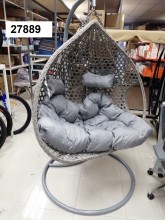 Silla Tejida Nido Ancho 2 personas con Soporte para colgar Columpio Gris