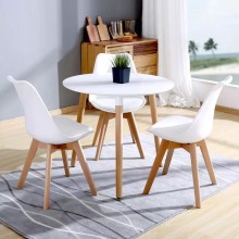 Mesa + 4 SIllas Eames Madera + PVC Bar Cafeteria JArdin Oferta