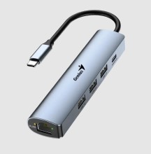 Hub Genius UH545 usb C a 5 puertos 3 usb A 1 usb C 1 RJ45 GE WIN 10 11 MAC