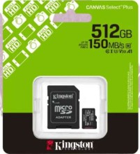 Memoria micro SD Kingston 512gb SDXC canvas select plus GEN 3 150 MBS SDCS3