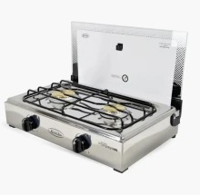 Cocineta Kombo KO-2Q001CT inoxidable 2 quemadores tapa vidrio