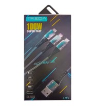 Cable de carga Treqa 3 en 1 ca-869 100W