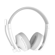 Audífono Meetion BTH003 bluetooth tipo diadema con micrófono blanco