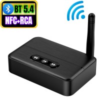 Receptor de audio NFC + Bluetooth 5.4 estereo USB y salida auxiliar RCA de 3,5 mm