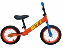Bicicleta GTI aro 12 niños rider naranja azul sin pedales