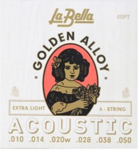 Juego de cuerdas de guitarra acústica La Bella 10-50 GOLDEN ALLOY extra ligth 40PT