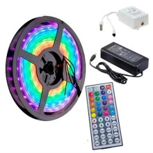 Cinta de luz led RGB de 5 metros con control remoto y adaptador EBN26-3