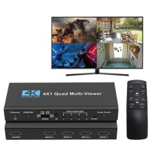 Conmutador multivisor cuádruple HDMI 4K 4x1 , 4 entradas y 1 salida, con control IR
